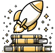 Rocket on books icon