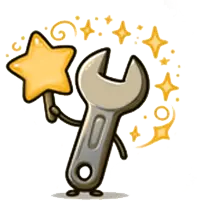 Wrench working on star icon